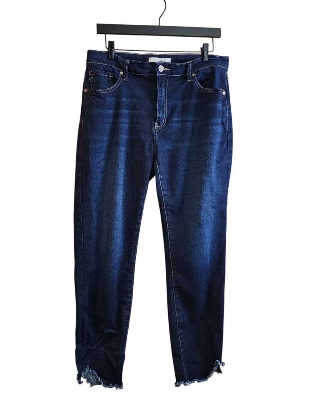 Kan can Dark Denim Jeans Skinny raw angle hem Womens size 15/31